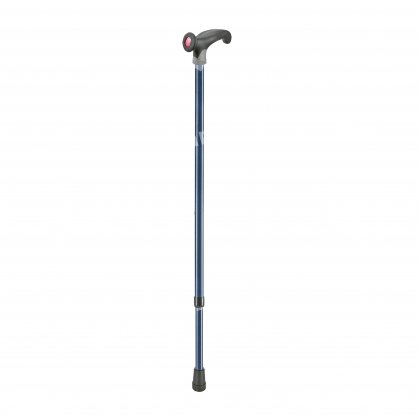 ALUMINIUM WALKING STICK WITH SOFT ANATOMIC HANDLE BLUE, LEFT HAND