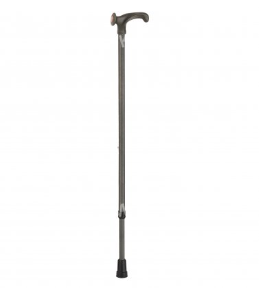 ALUMINIUM WALKING STICK WITH SOFT ANATOMIC HANDLE GREY, LEFT HAND