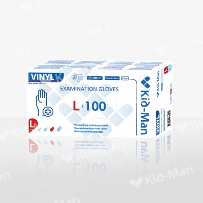 DISPOSABLE VINYL GLOVES, SIZE L, PACK OF 100 PCS