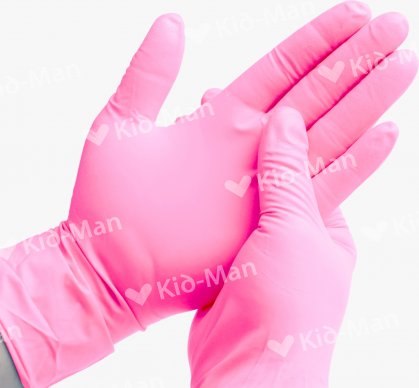 KID-MAN PINK NITRILE GLOVES N100, SIZE L